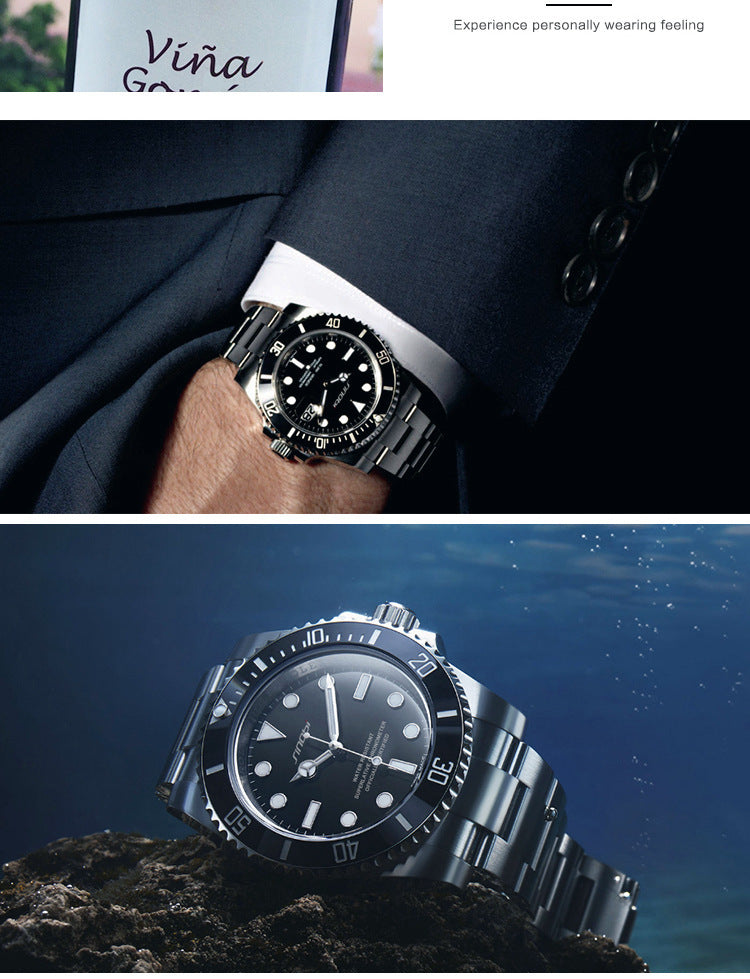 New Men's High-grade Steel Belt Luminous Waterproof Quartz Watch