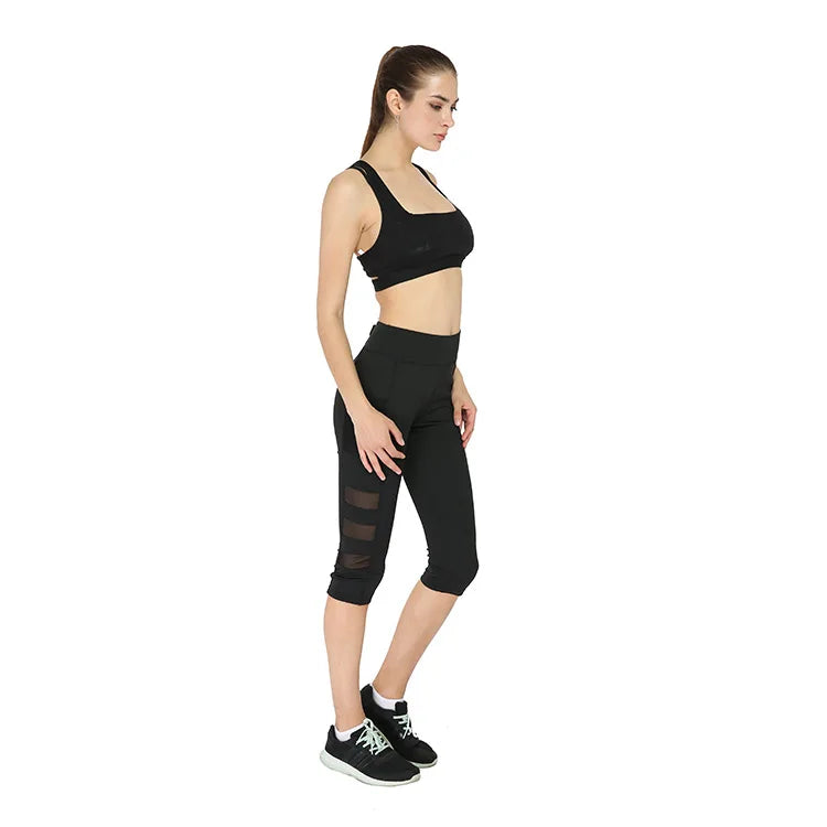 Women Mesh Patchwork Sport Leggings High Waist Tights Pants Solid Sports Wear for Women Gym Push Up Yoga Pants Plus Size S-XL