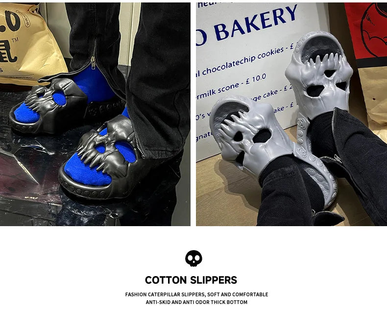 2024 Summer Skull Men Women Slippers Easter Slippers Male Outdoor Fun Novelty Slide Thick Sole Platform Beach Soft Women Sandal