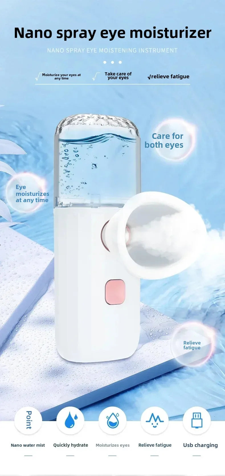 Nano Eye Care Device - Eye Massager with Steam Atomization, Spray for Dry Eyes, Hydrating & Nourishing