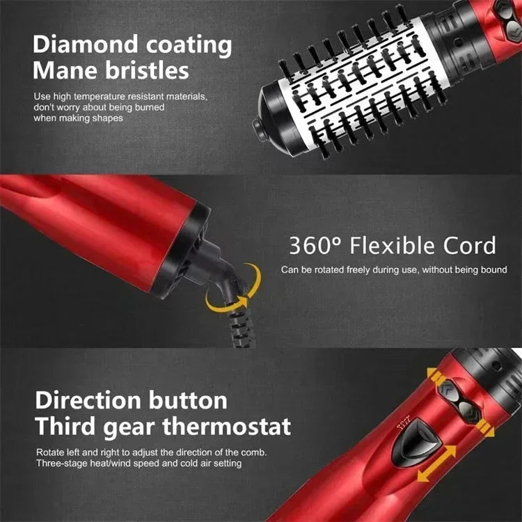 3 in 1 Rotating Hair Dryer Electric Comb Hair Straightener Brush Dryer Brush Hot Air Comb Negative Ion Hair Styler Comb