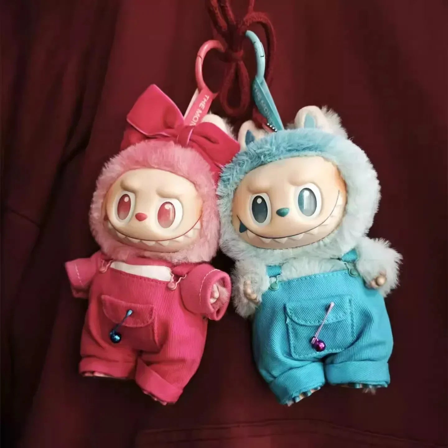 Ropa Labubu Doll Big Into Energy Summer Overalls Straw Hat Doll Clothes Set with Belt Decoration