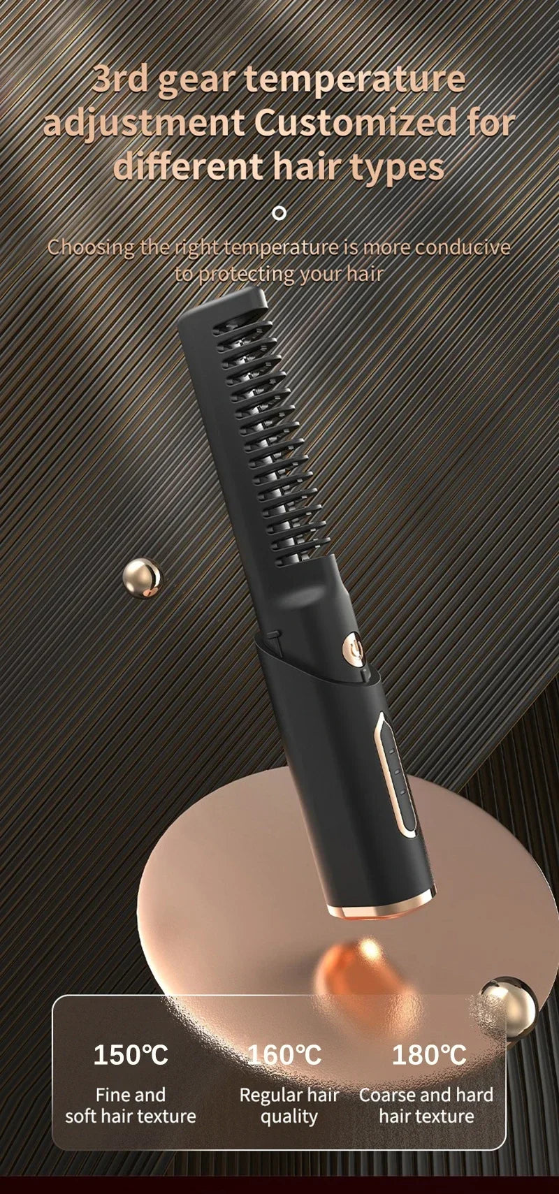 Portable Wireless Electric Hair Brush Heating Hair Straightener 2 IN 1 Home Travel Womem Anti-scalding Hair Straight Curly Comb