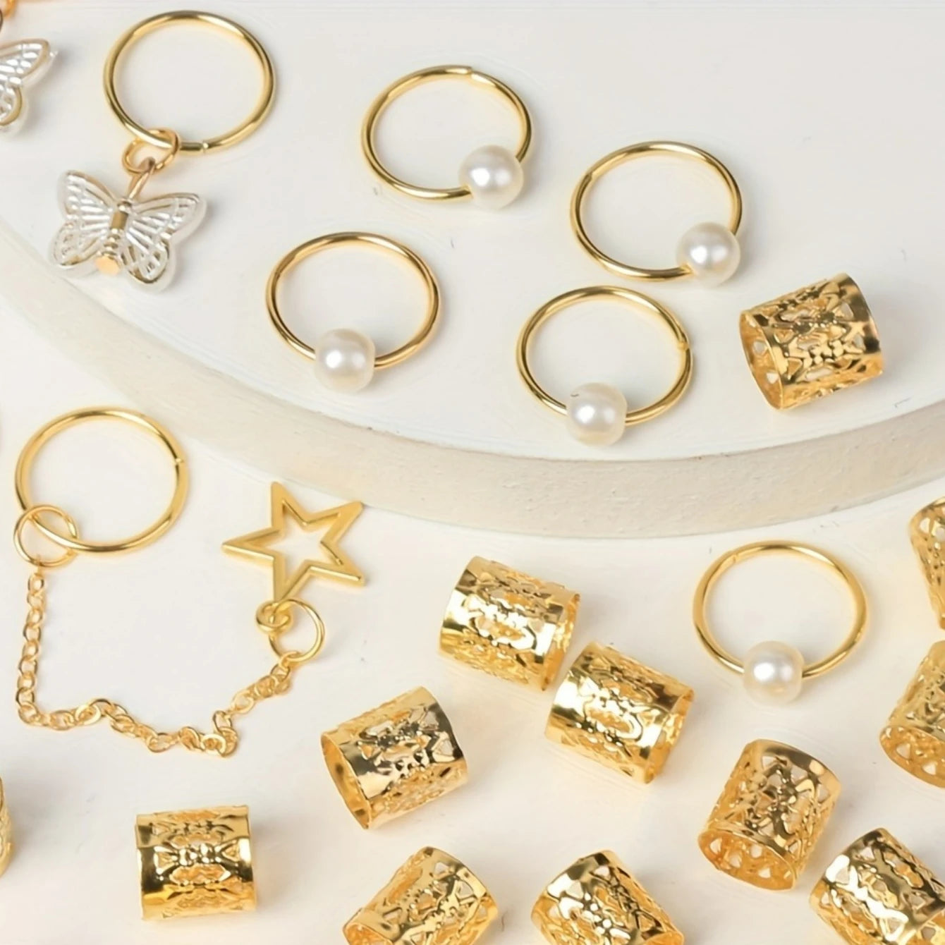 28 Pcs Hair Braids Cuffs, Hair Charms Dreadlock Jewelry Braid Jewelry Hair Braid Rings Braid Decorations Jewelry For Hair