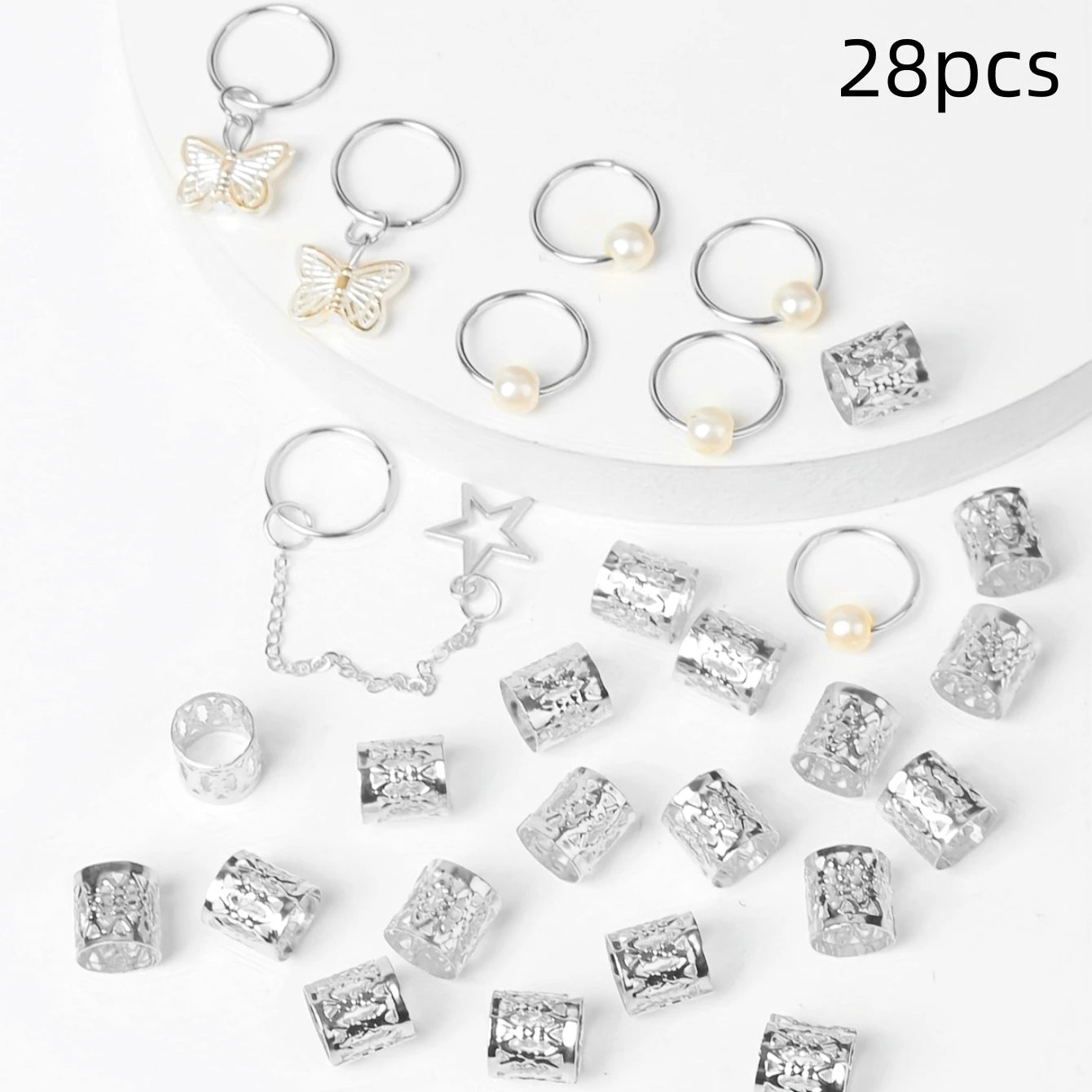 28 Pcs Hair Braids Cuffs, Hair Charms Dreadlock Jewelry Braid Jewelry Hair Braid Rings Braid Decorations Jewelry For Hair