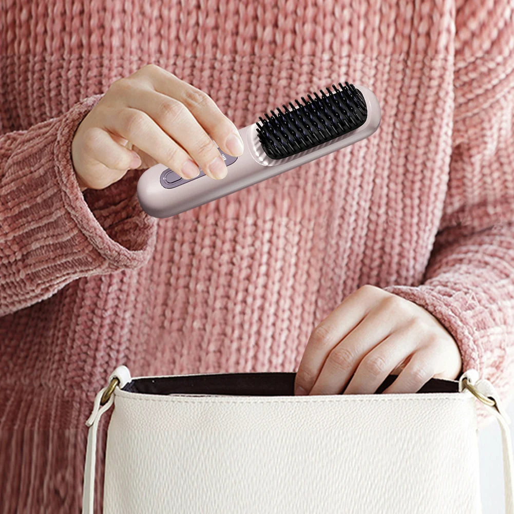 Hair Straightener Brush Household Heating Comb Straightener 3 Temp Settings Electric Brush Hot Comb for Hair Straightening