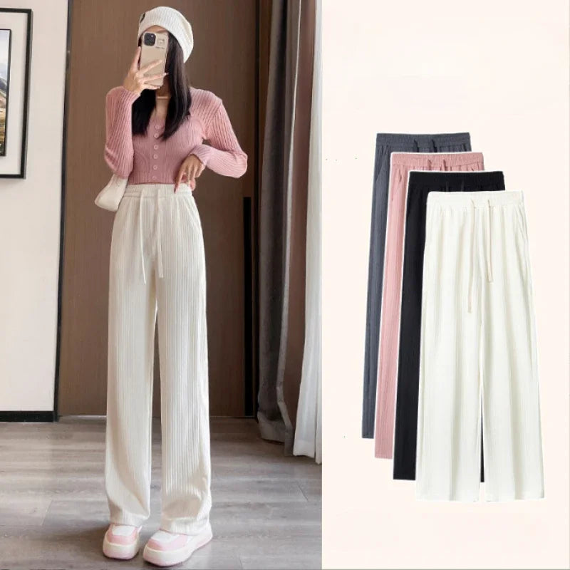 2025 Summer Puff Cloud Pants Comfortable Women High Waist Draped Straight Casual Pants Cloud Puff Wide Leg Running Pants