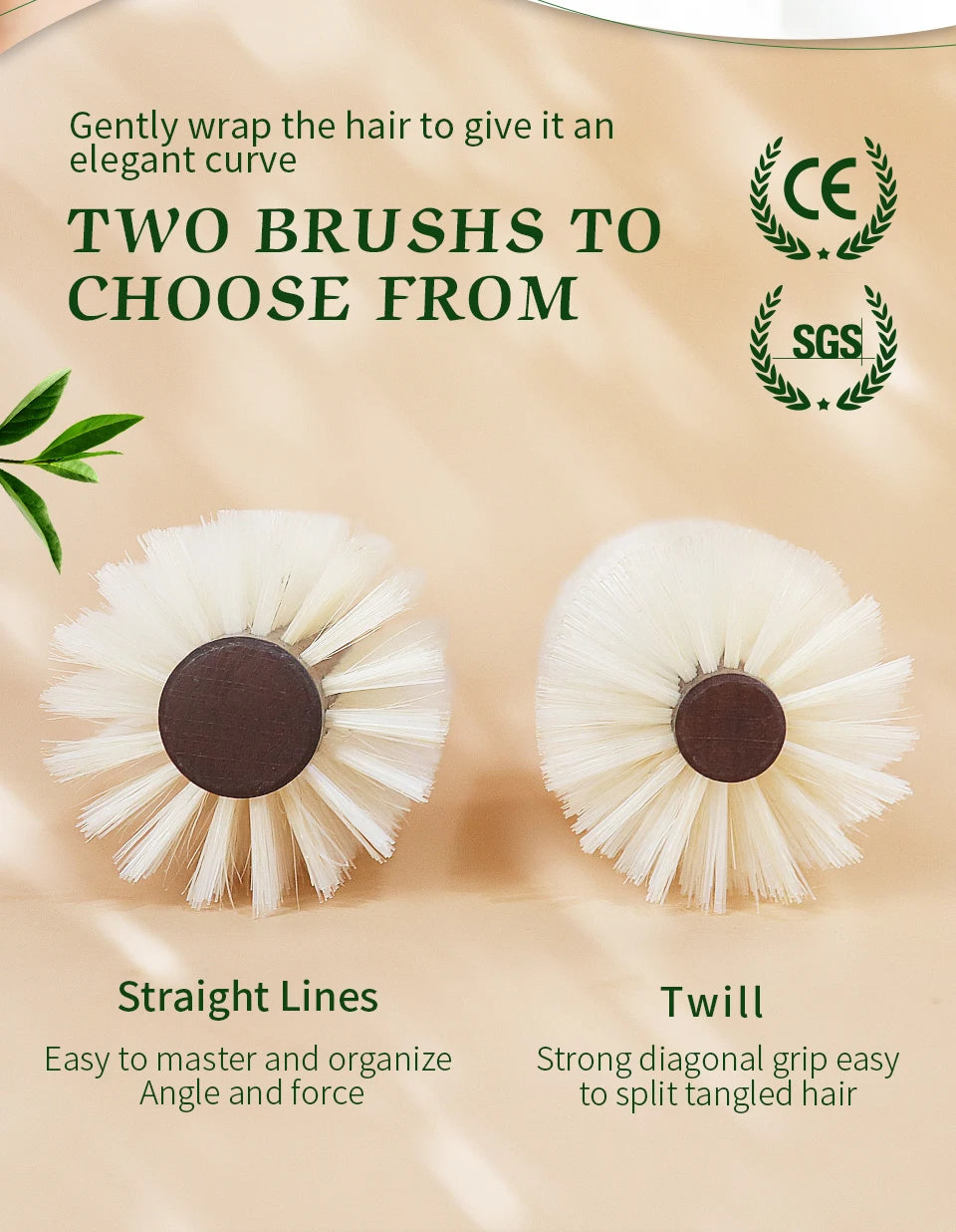 Personalized Name Boar Bristle Roller Hair Brush Cork handle Women Round Rolling Brush Barrel Curling Straight Twill Hair Comb