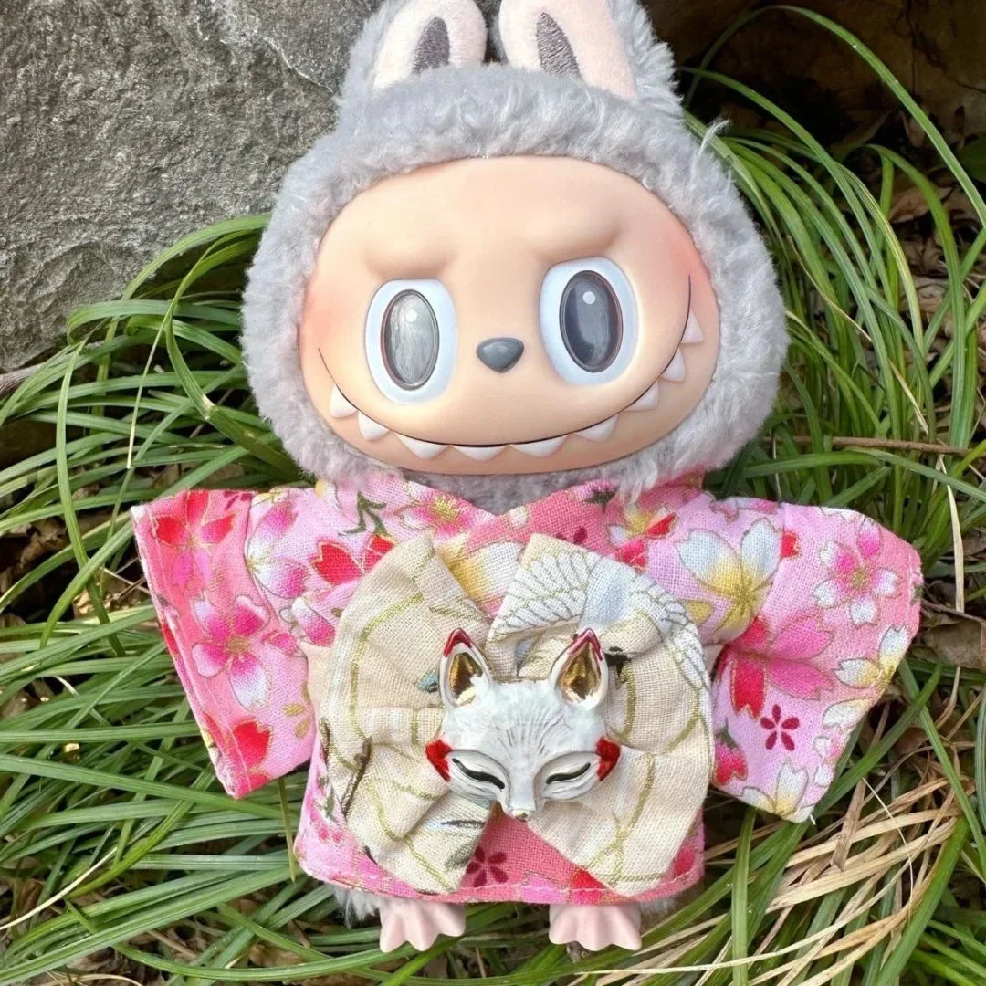 Labubu Doll Outfit Big Into Energy Style 15cm V3 Traditional Kimono Clothes Set for Ropa Labubu