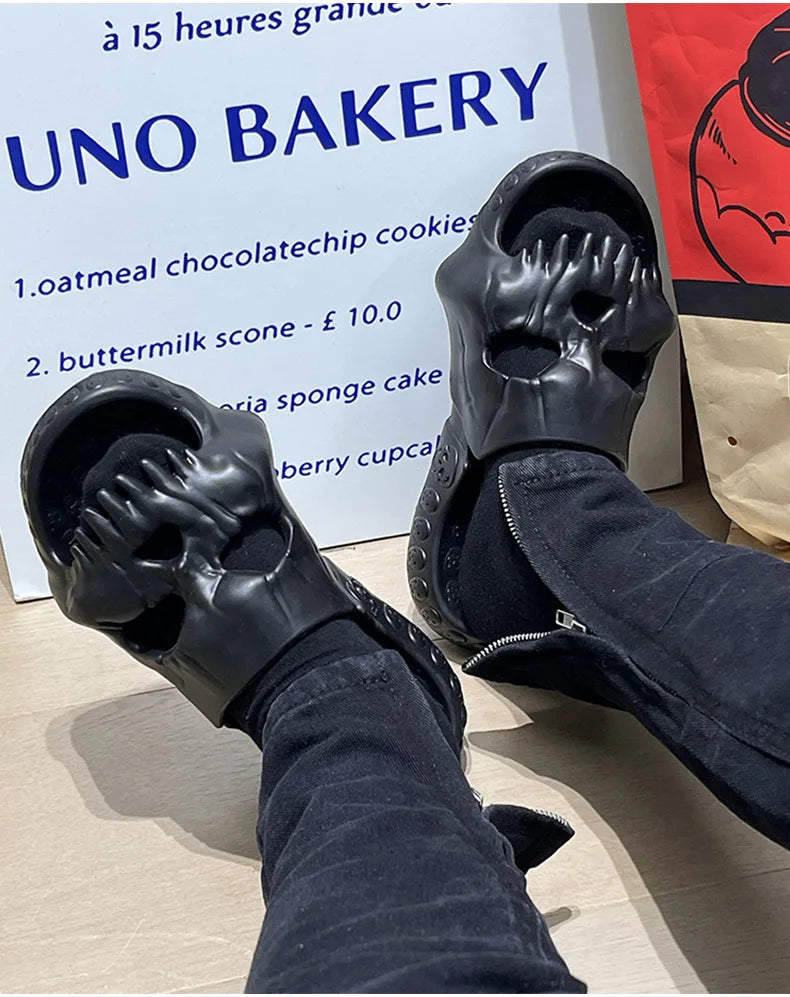2024 Summer Skull Men Women Slippers Easter Slippers Male Outdoor Fun Novelty Slide Thick Sole Platform Beach Soft Women Sandal
