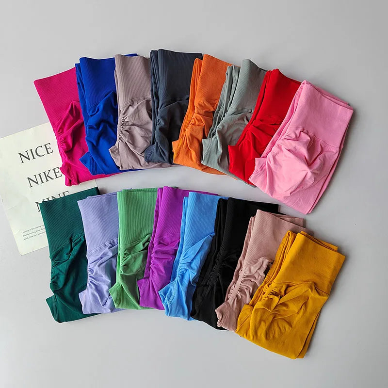 High Waist and Hip Lifting Fitness Pants for Women with High Elastic Legging Gym Belly Slimming and Quick-drying Peach Yoga Pant