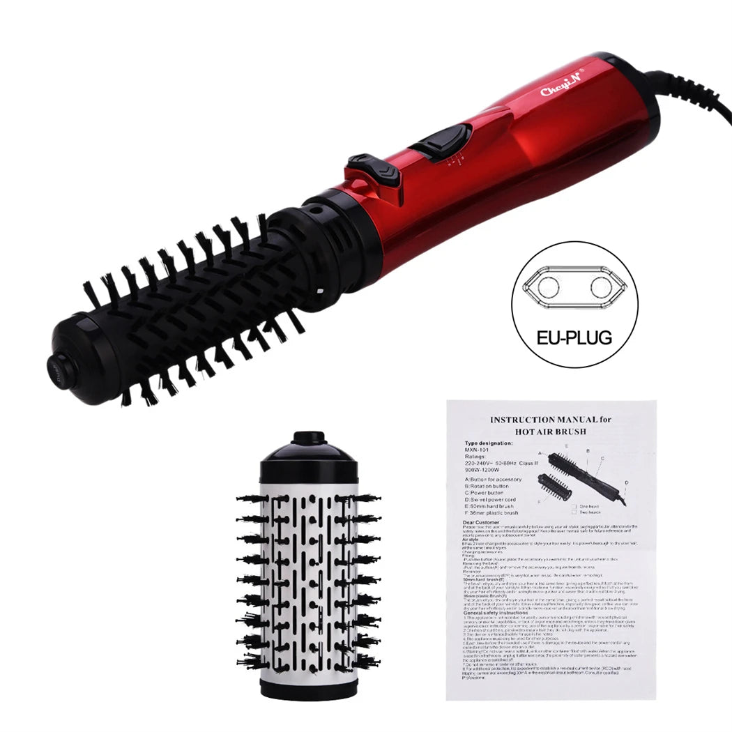 CkeyiN Hair Dryer Brush 2 In 1 Hot Air Spin Brush Curling Straightening Styling Auto-Rotating Ionic Round Blow Dryer Volumizer