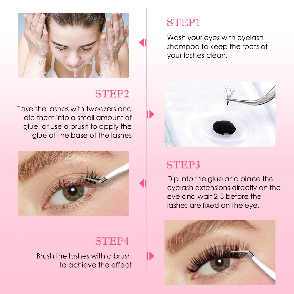 ZWELLBE Lash Clusters Glue 8ml Black Eyelash Glue for DIY Lash Extensions Long-Lasting Waterproof&No Irritation Makeup Tool
