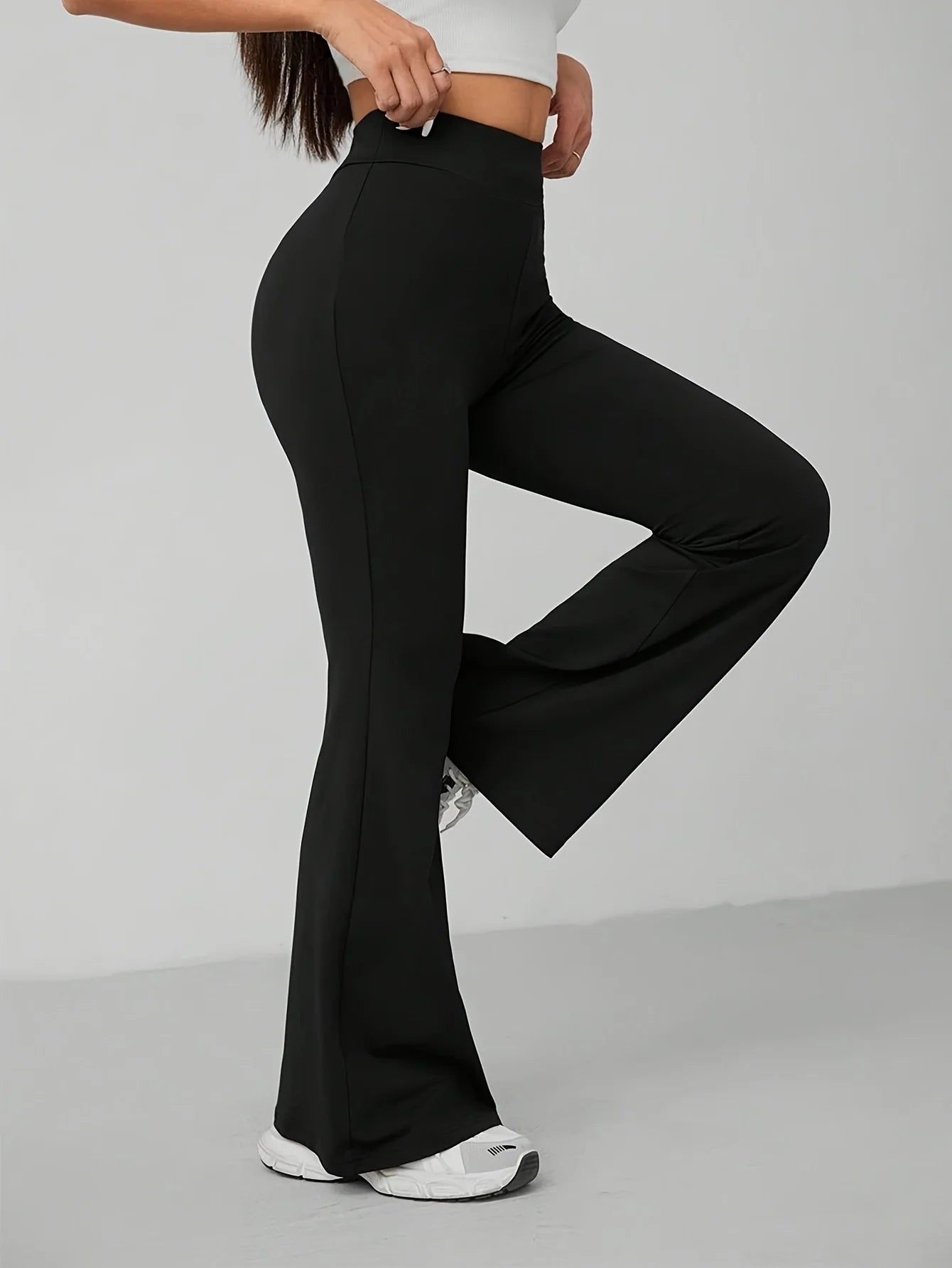 1 piece of women's long pants, high-end flared pants, tight fitting high waisted slim fit elastic dance casual pants for women