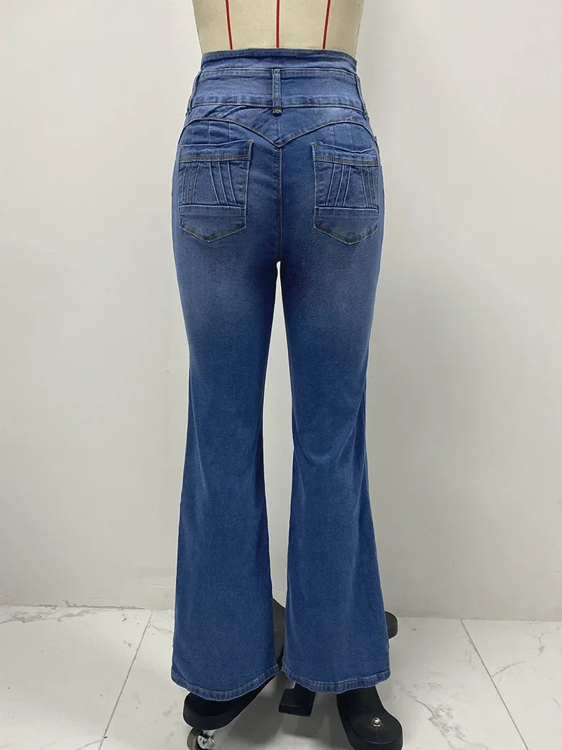 Spring 2025 Sexy Slimming Women's Elastic Jeans Butt Lifting High Waist Denim Pants Fashionable Trendy Female Clothing