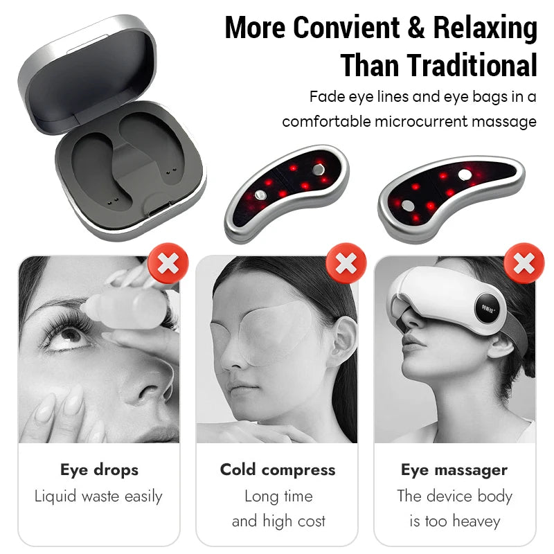 EMS Pulse Micro-current Led Red Light Eye Care Therapy Device Eye Massager For Treatment Under Eye Wrinkle To Relieve Fatigue