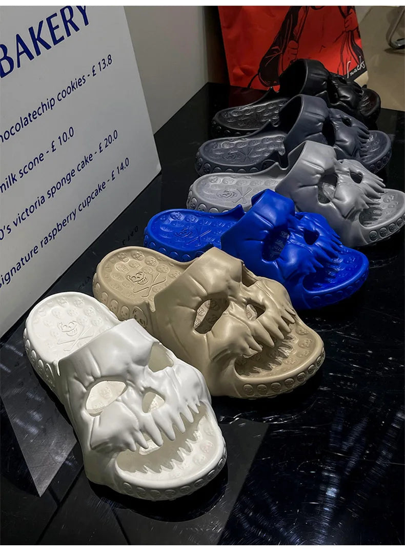 2024 Summer Skull Men Women Slippers Easter Slippers Male Outdoor Fun Novelty Slide Thick Sole Platform Beach Soft Women Sandal