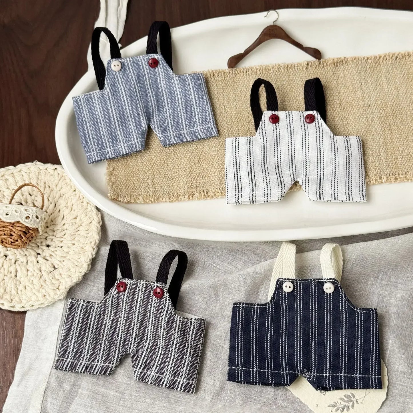 Retro Trend Camera Suit Pants Striped Overalls For labubu big into energy For Ropa labubu V3 V2 V1 doll clothes Accessories