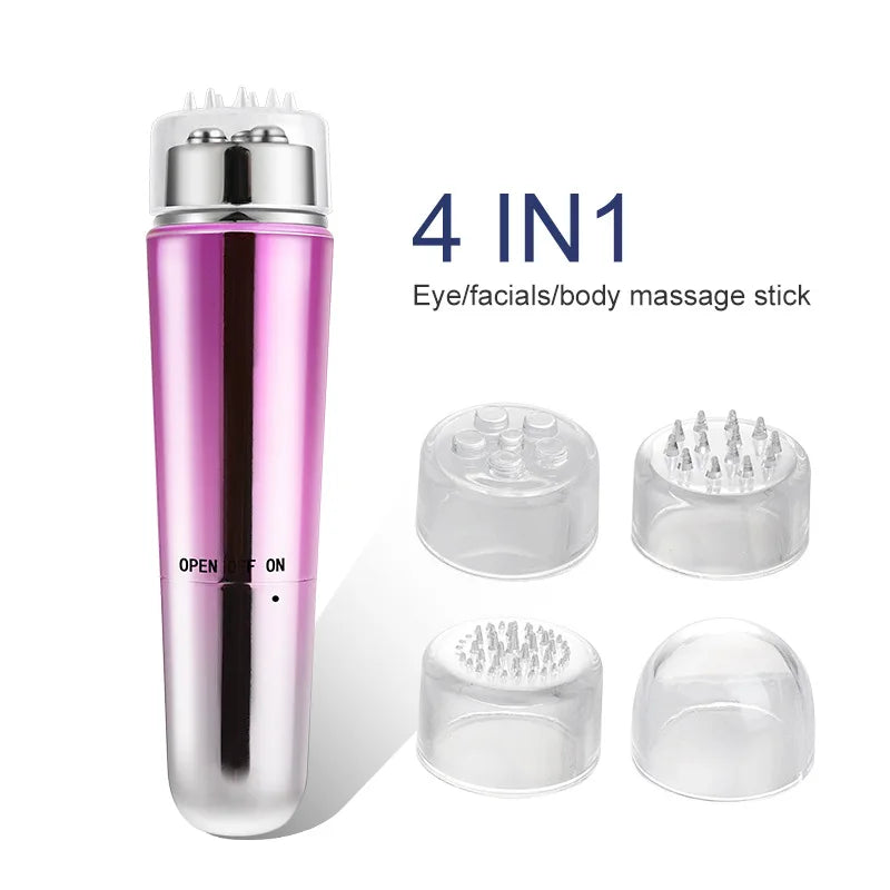 Mini Eye Massager – Electric Anti-Wrinkle & Anti-Aging Eye Massager for Dark Circles, with 4 Replaceable Heads