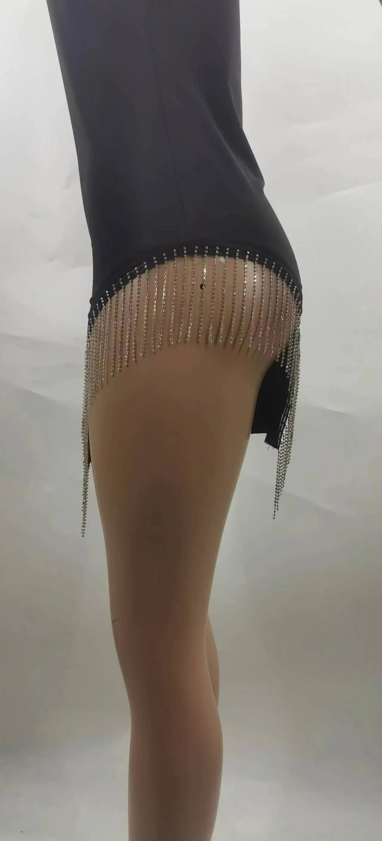 Casual Women's Mini Skirt Diamond Trim Dress Pure Color Beaded Halter Bodycon Short Skirt Sexy Nightclub Style Mini Dress