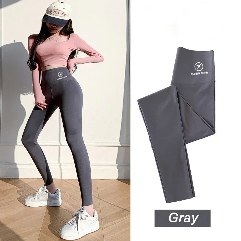 M-XL Shark pants women wear spring autumn winter thin high-waisted belly lift hip yoga Barbie tights small feet black leggings