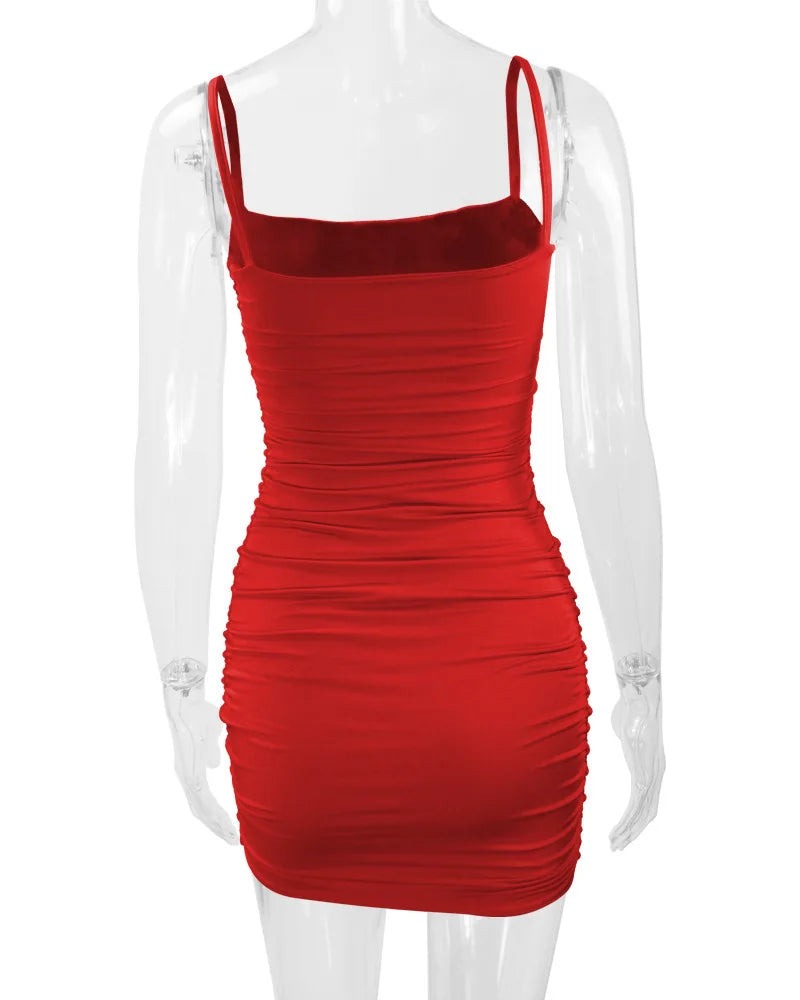 2025 New Women's Fashion Summer Sexy Versatile Strap Tank Short Dress Mini Dresses Nightclub Sleeveless Female Bodycon Club Wear