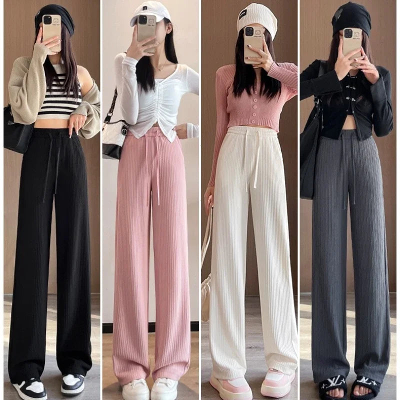 2025 Summer Puff Cloud Pants Comfortable Women High Waist Draped Straight Casual Pants Cloud Puff Wide Leg Running Pants