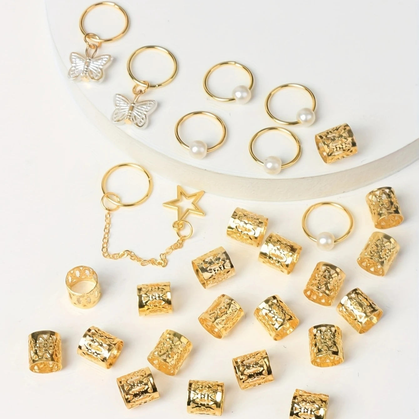 28 Pcs Hair Braids Cuffs, Hair Charms Dreadlock Jewelry Braid Jewelry Hair Braid Rings Braid Decorations Jewelry For Hair