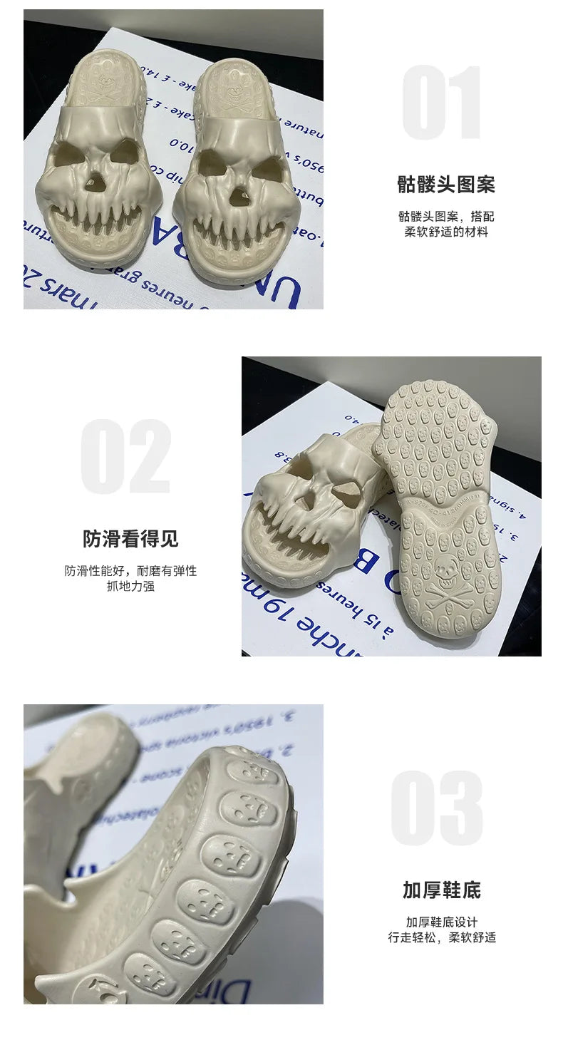 2024 Summer Skull Men Women Slippers Easter Slippers Male Outdoor Fun Novelty Slide Thick Sole Platform Beach Soft Women Sandal
