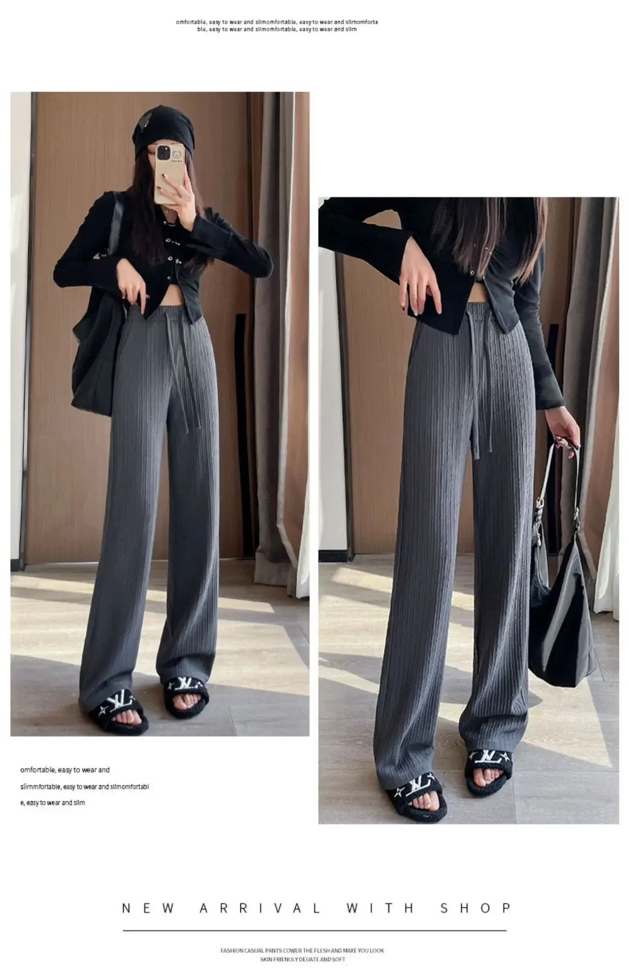 2025 Summer Puff Cloud Pants Comfortable Women High Waist Draped Straight Casual Pants Cloud Puff Wide Leg Running Pants