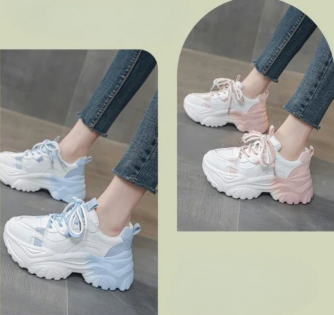 Original High on Platform Lace Up Shoes for Women 2025 New Korean Stylish Deals Aesthetic Daily Routine Trends 39 Woman Footwear