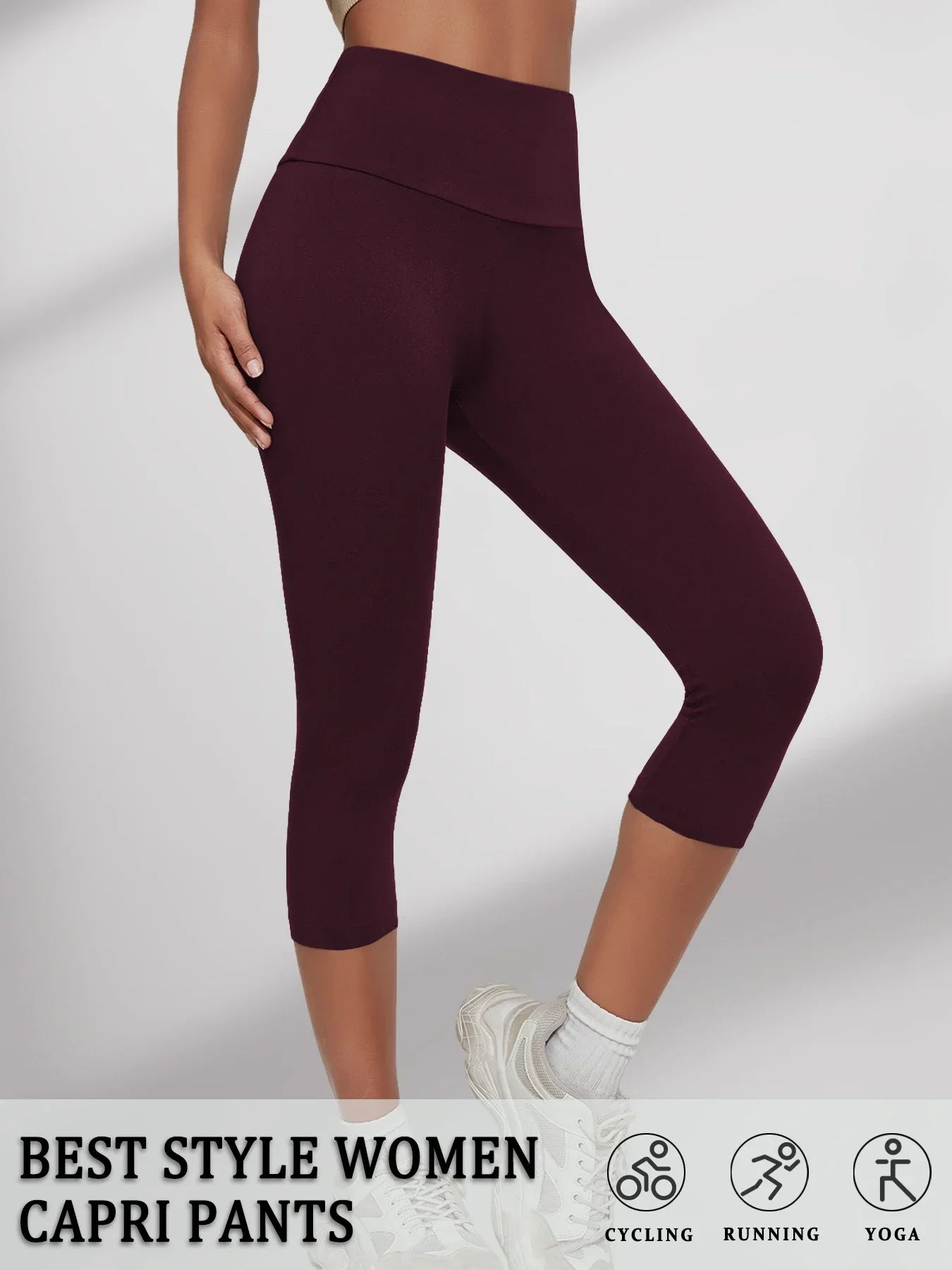 Women's High Waisted Capri Pants Super Soft No See Through Workout Yoga Running Athletic push up gym fitness Leggings