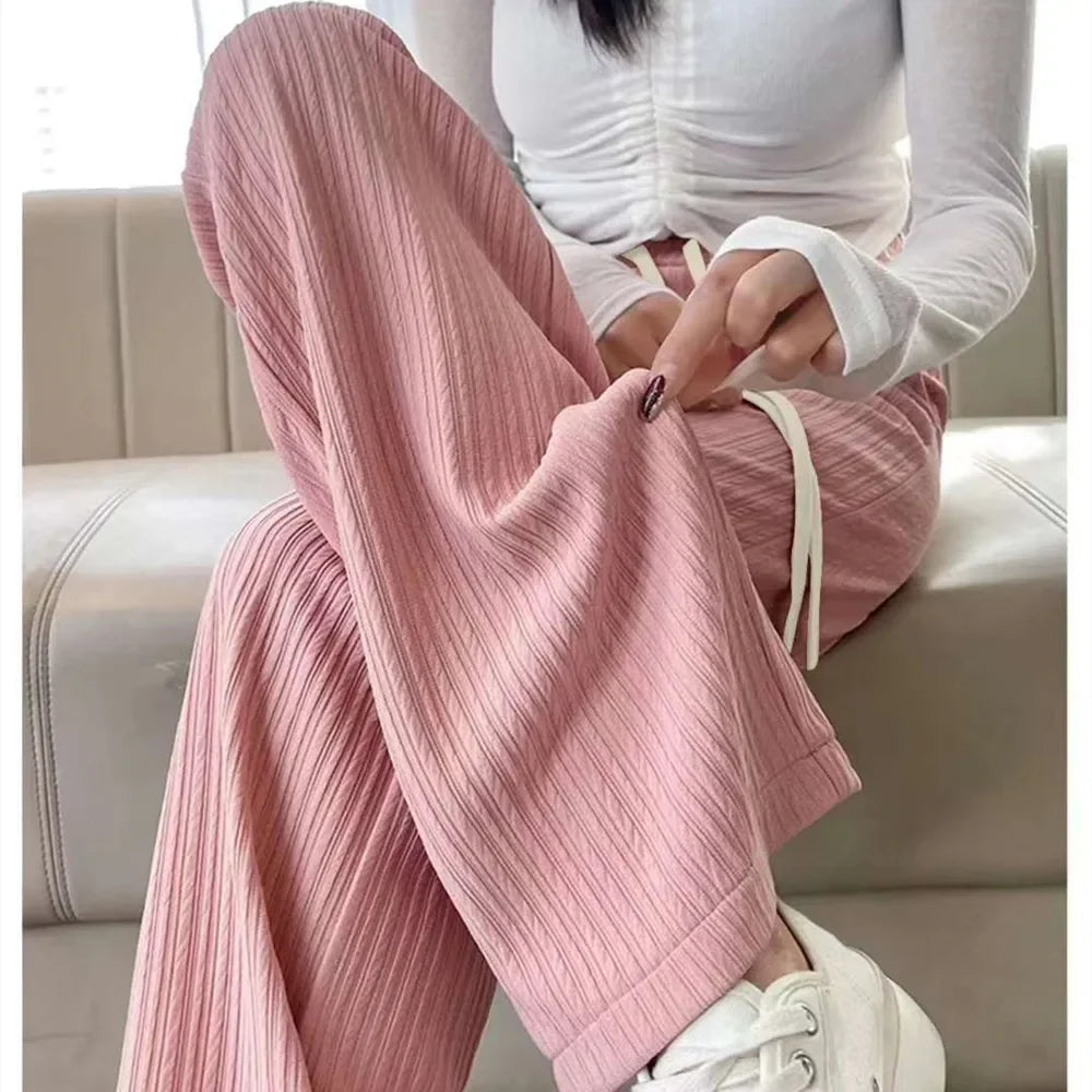 2025 Summer Puff Cloud Pants Comfortable Women High Waist Draped Straight Casual Pants Cloud Puff Wide Leg Running Pants