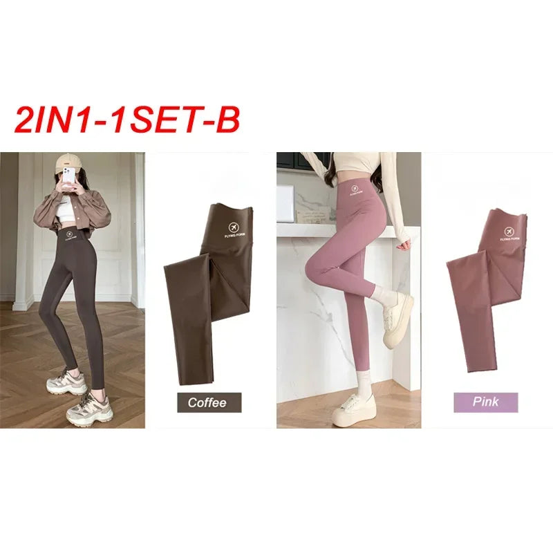 M-XL Shark pants women wear spring autumn winter thin high-waisted belly lift hip yoga Barbie tights small feet black leggings