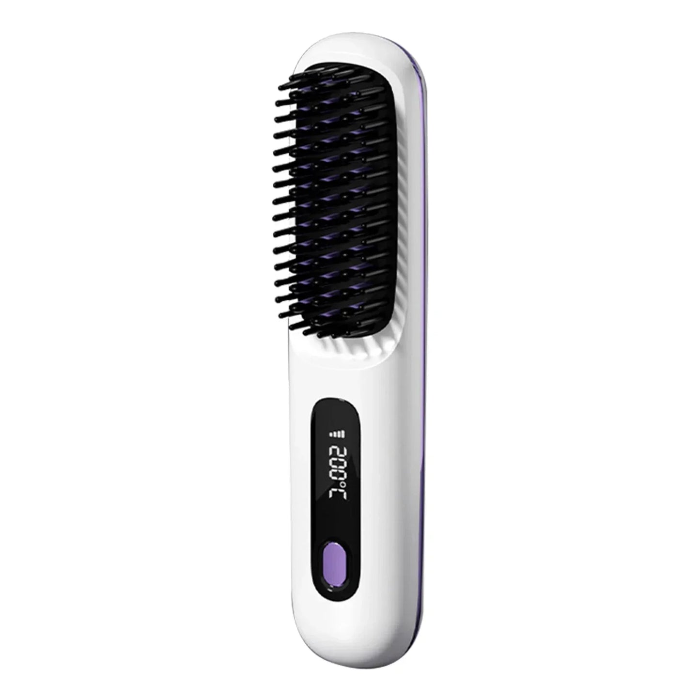 Convenient Mini Cordless Hair Straightener Brush with 3 Setting LED Temperature Display Electric Negative Ions Ceramic Hot Comb