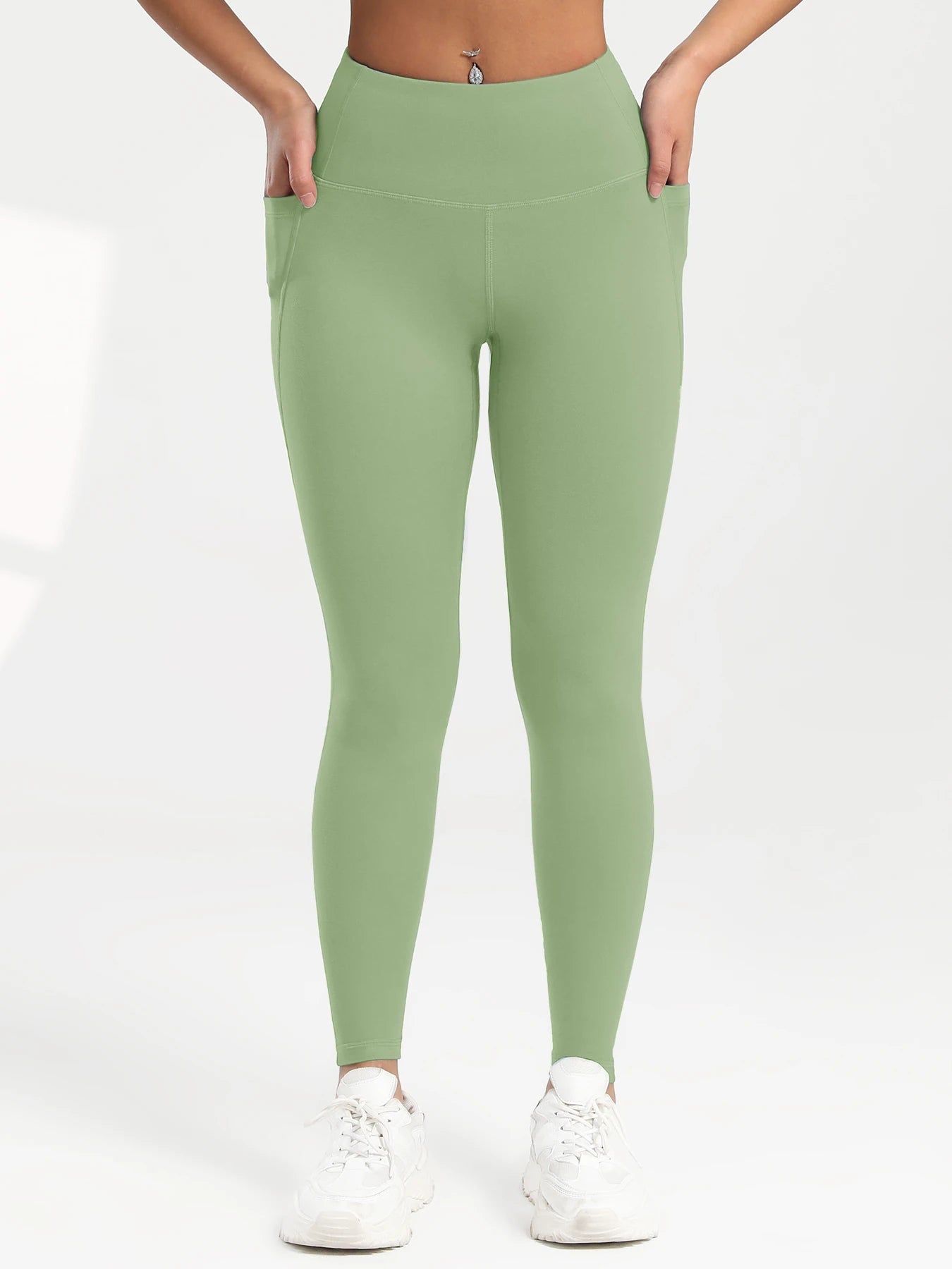 Women Solid Color High Waist Leggings with Pockets ,All-Season Casual Sports Running, Workout, and Fitness Yoga Pants