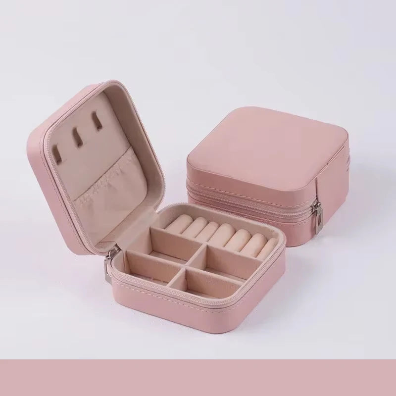 Portable Mini Jewelry Storage Box Travel Organizer Jewelry Case Leather Storage Earrings Necklace Ring Jewelry Organizer Display