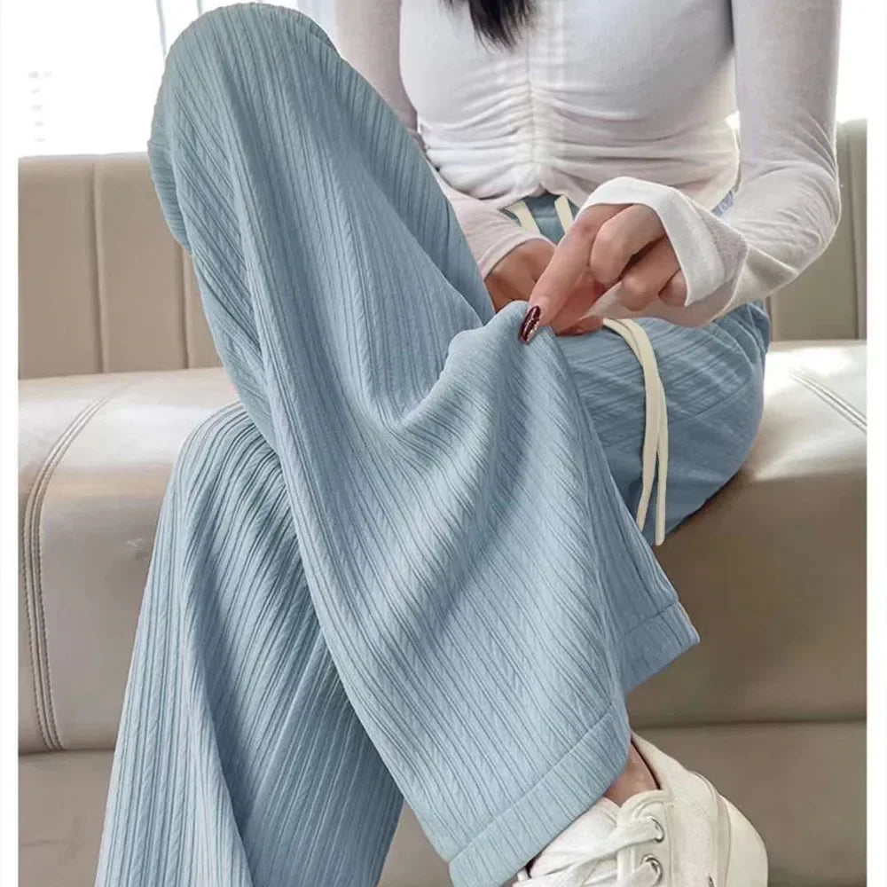 2025 Summer Puff Cloud Pants Comfortable Women High Waist Draped Straight Casual Pants Cloud Puff Wide Leg Running Pants
