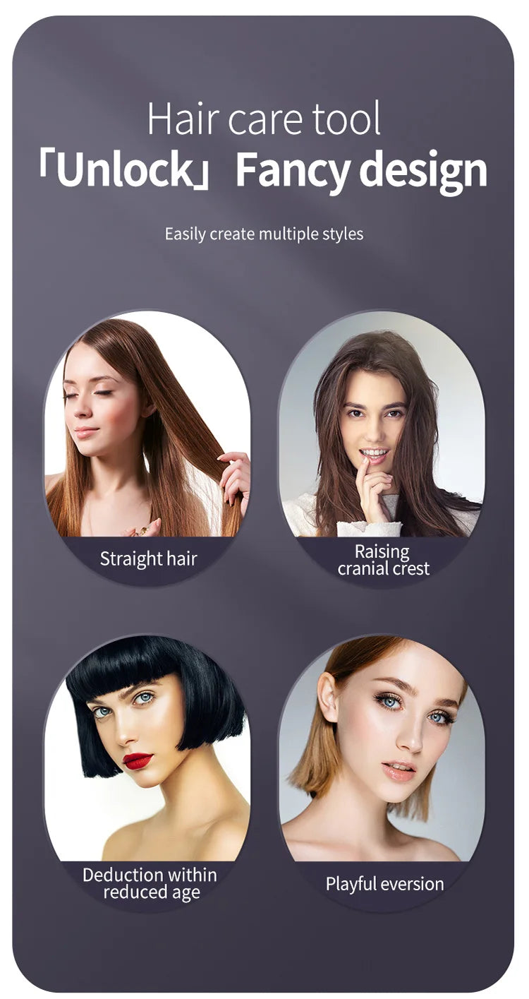 Convenient Mini Cordless Hair Straightener Brush with 3 Setting LED Temperature Display Electric Negative Ions Ceramic Hot Comb