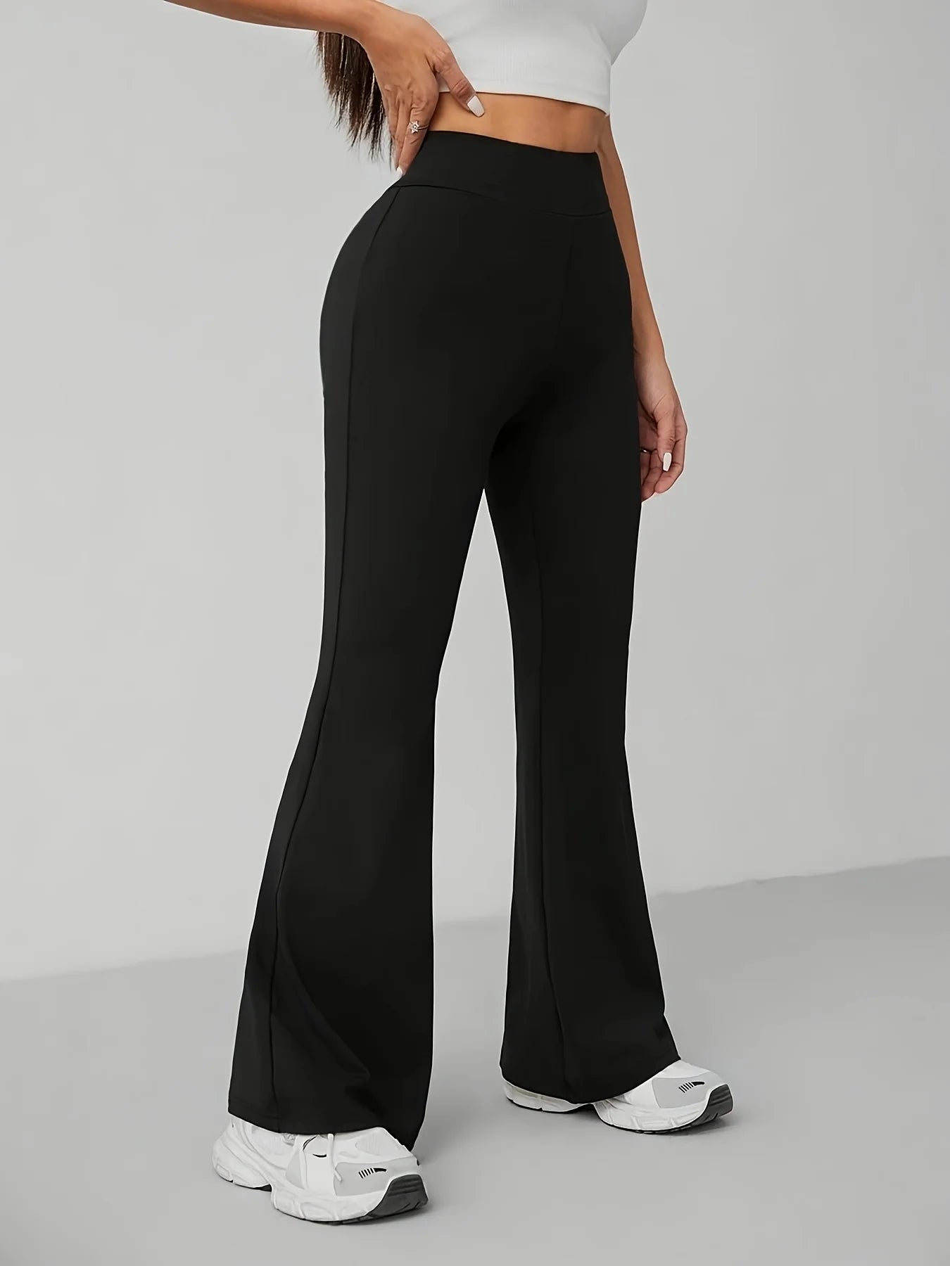 1 piece of women's long pants, high-end flared pants, tight fitting high waisted slim fit elastic dance casual pants for women