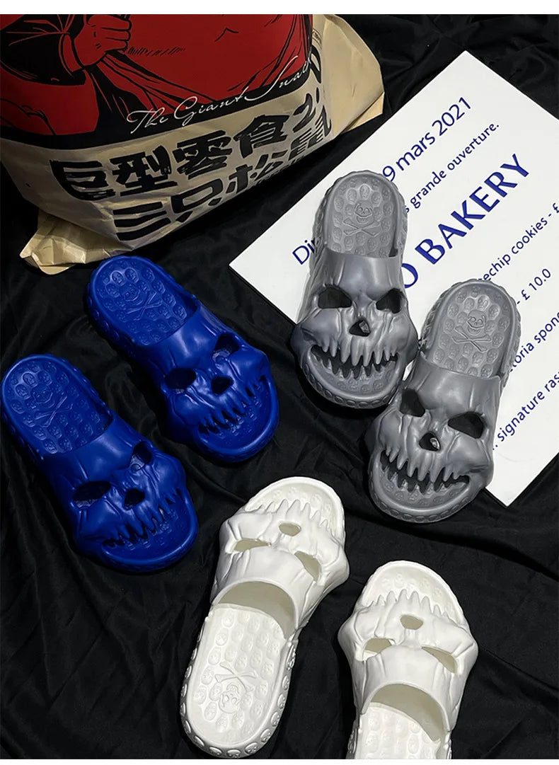 2024 Summer Skull Men Women Slippers Easter Slippers Male Outdoor Fun Novelty Slide Thick Sole Platform Beach Soft Women Sandal