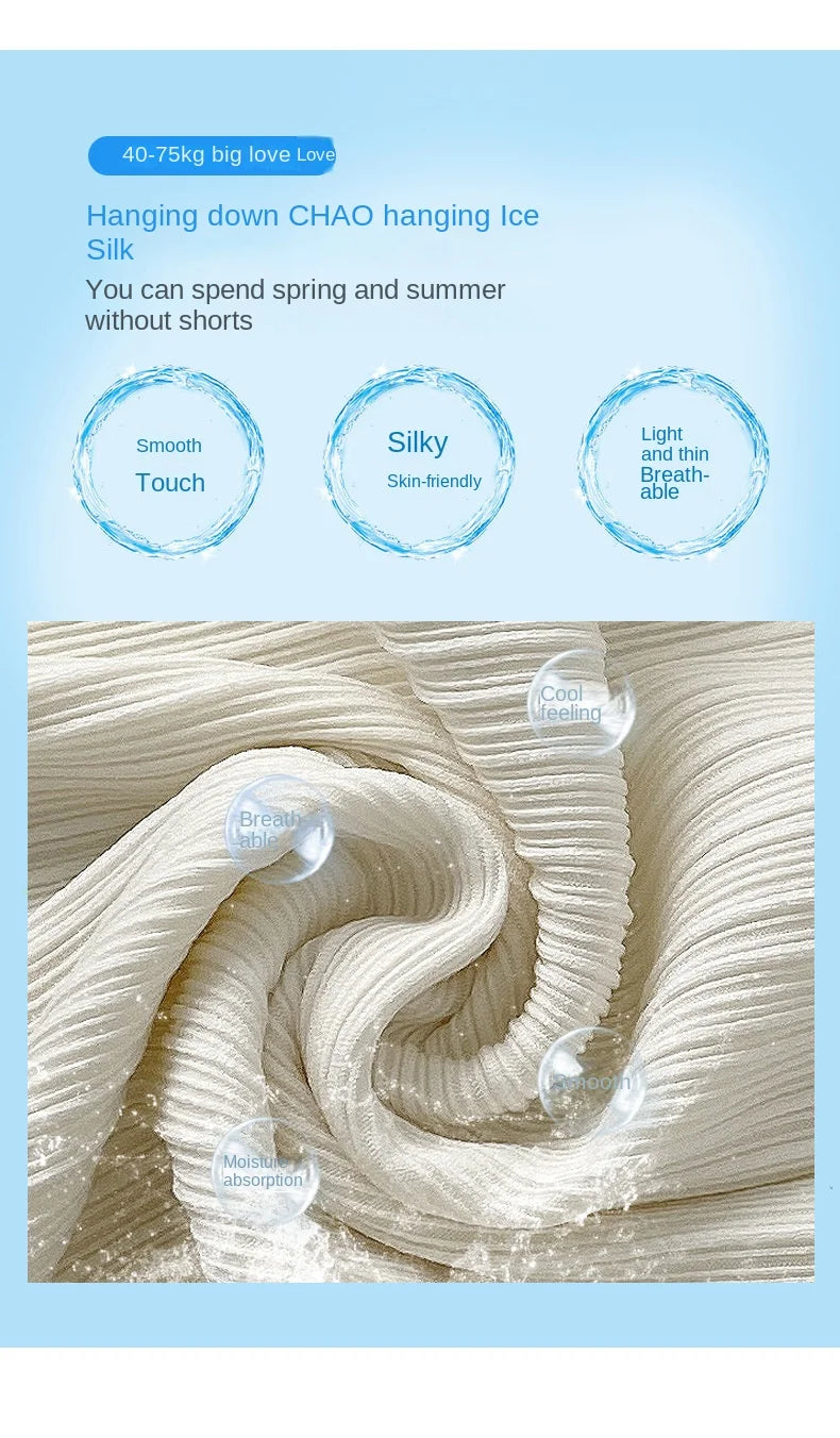 Thin Summer Wide-leg Pants Ice Filament Permeability Women Spring Women Elastic Waist Stright Long Wide Leg Pants Casual Female