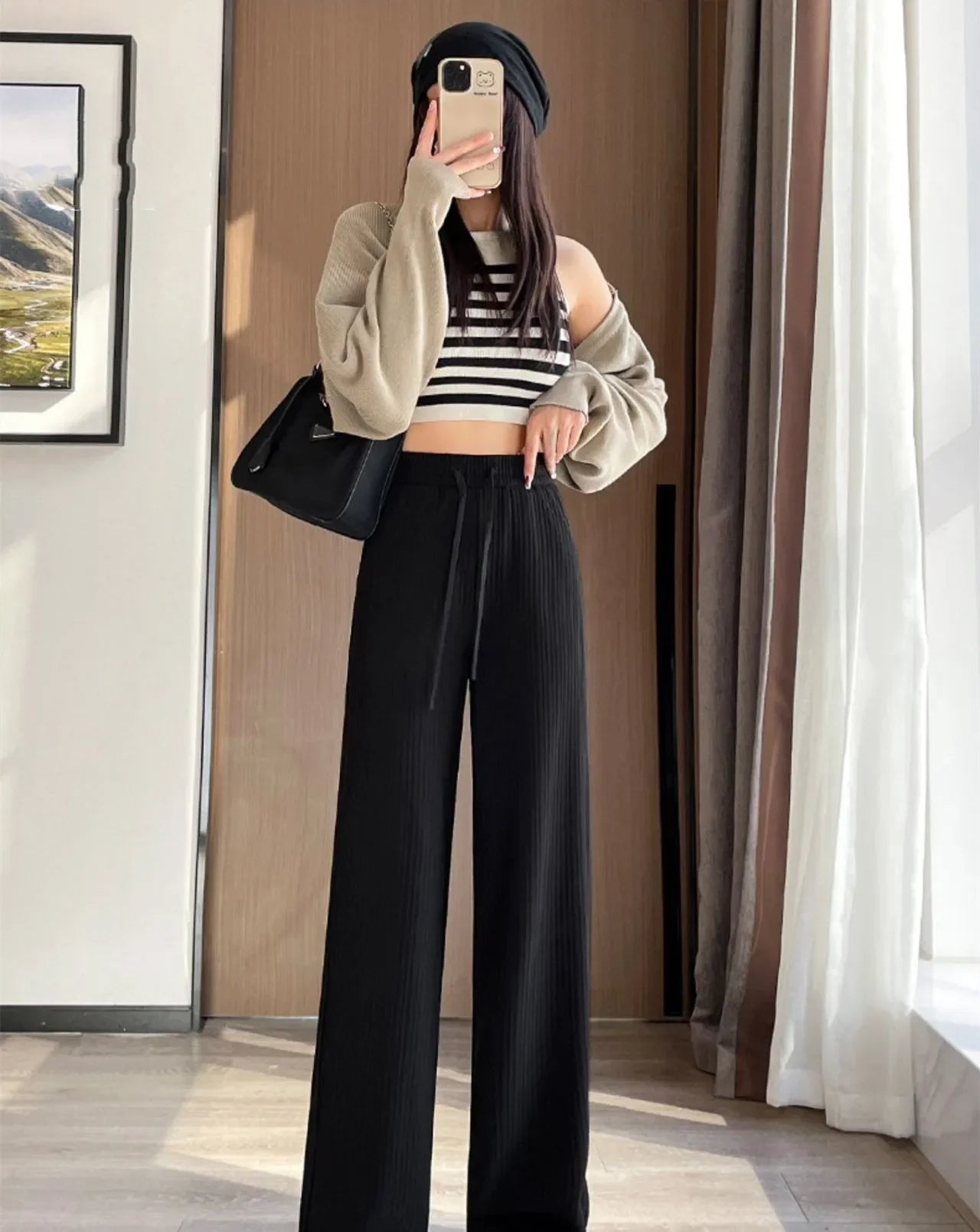 2025 Summer Puff Cloud Pants Comfortable Women High Waist Draped Straight Casual Pants Cloud Puff Wide Leg Running Pants