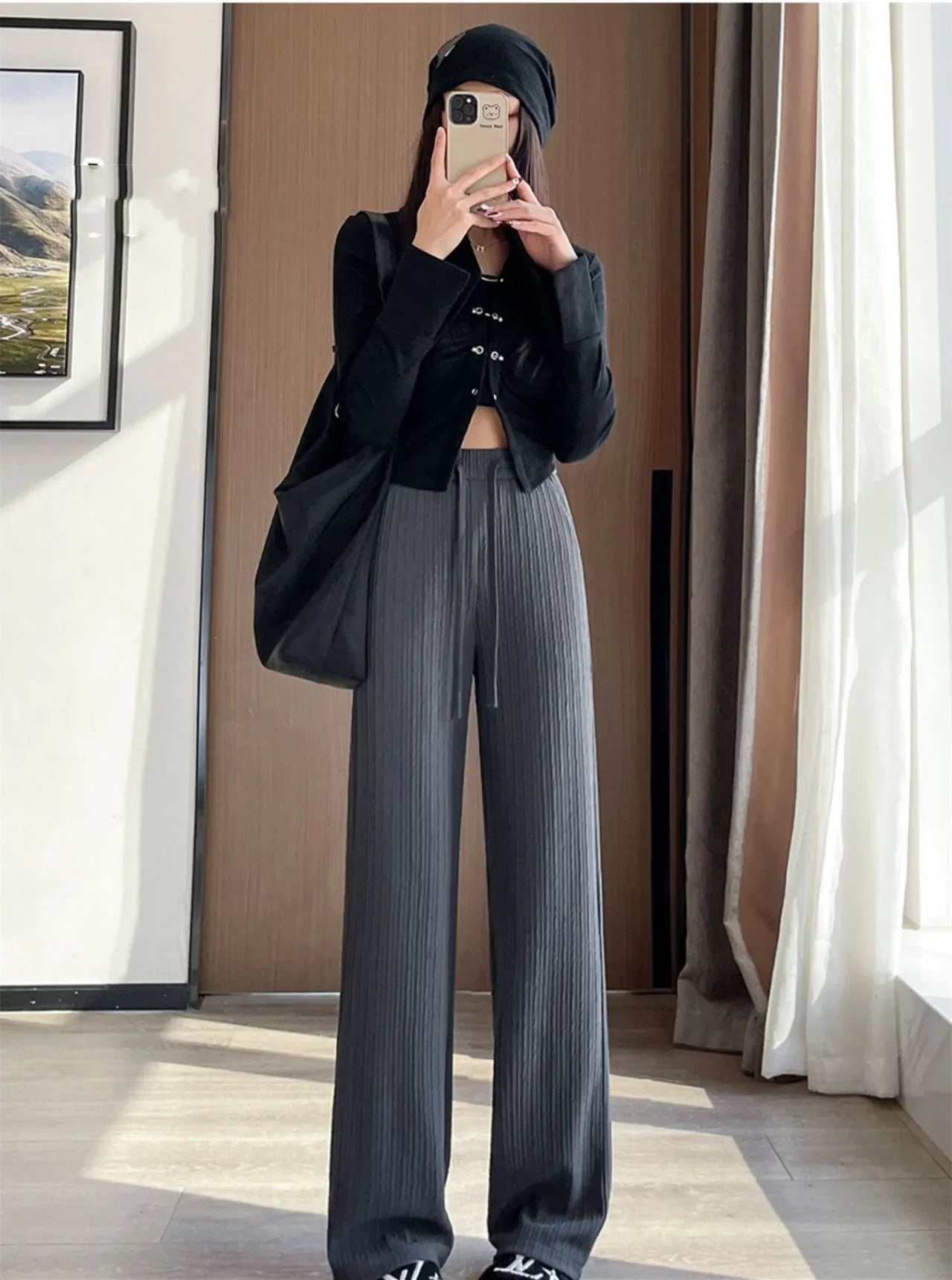 2025 Summer Puff Cloud Pants Comfortable Women High Waist Draped Straight Casual Pants Cloud Puff Wide Leg Running Pants
