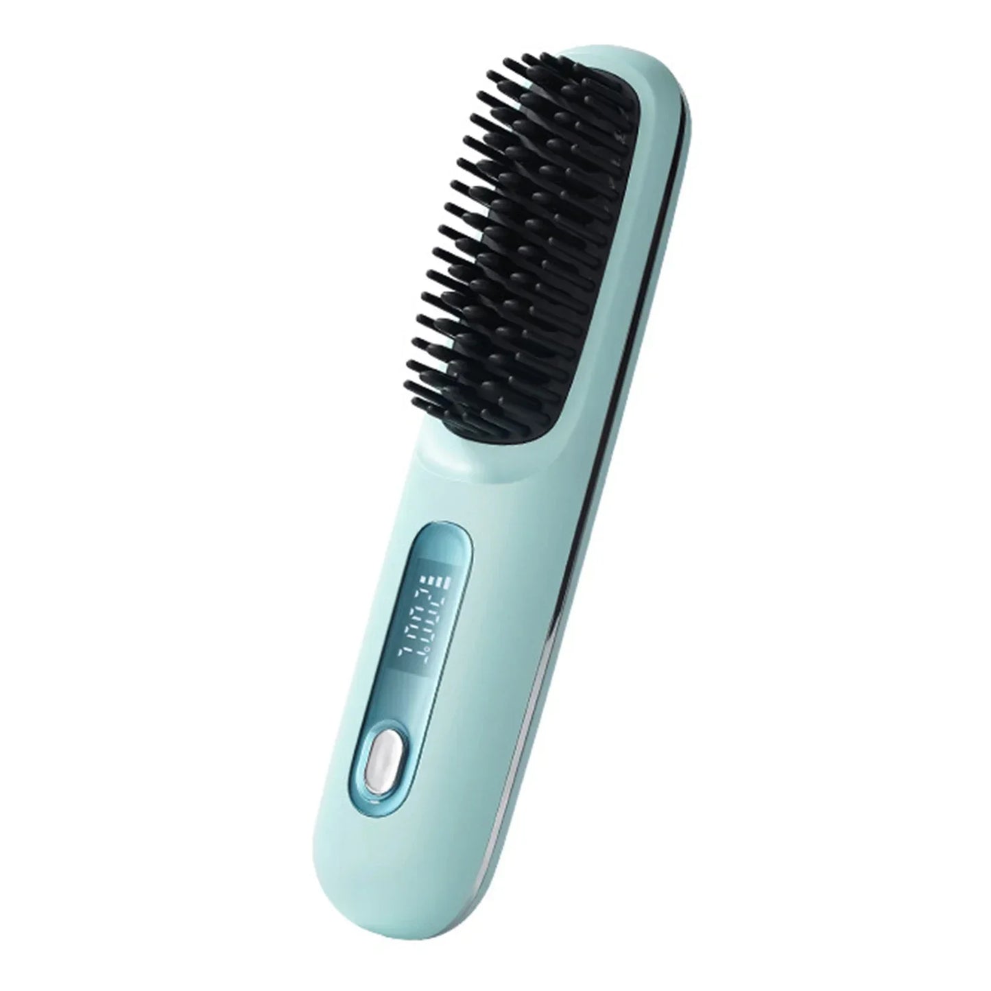 Convenient Mini Cordless Hair Straightener Brush with 3 Setting LED Temperature Display Electric Negative Ions Ceramic Hot Comb