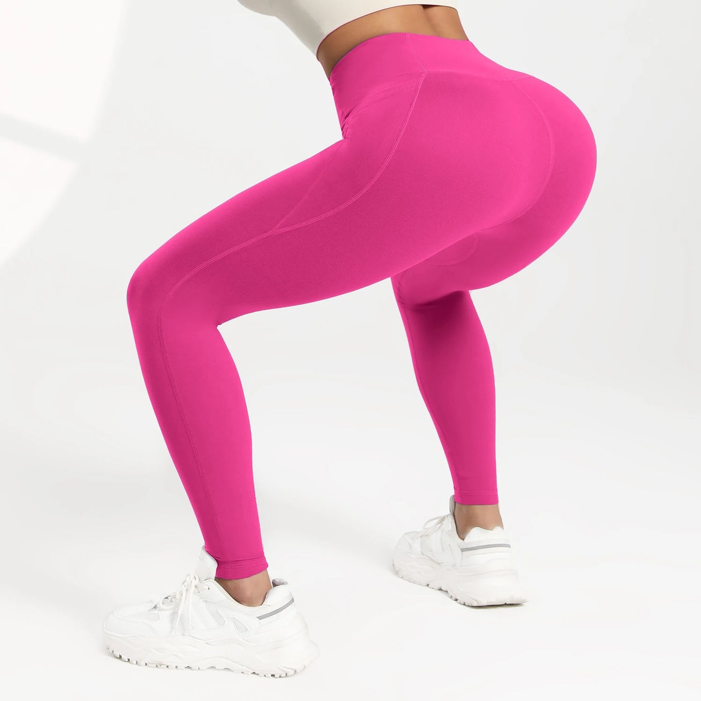 Women Solid Color High Waist Leggings with Pockets ,All-Season Casual Sports Running, Workout, and Fitness Yoga Pants