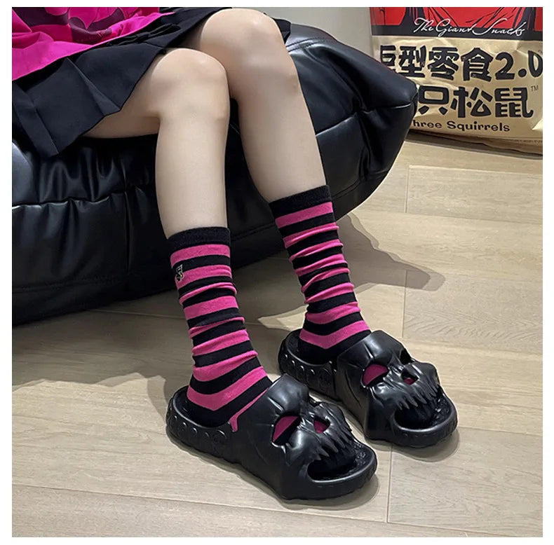 2024 Summer Skull Men Women Slippers Easter Slippers Male Outdoor Fun Novelty Slide Thick Sole Platform Beach Soft Women Sandal
