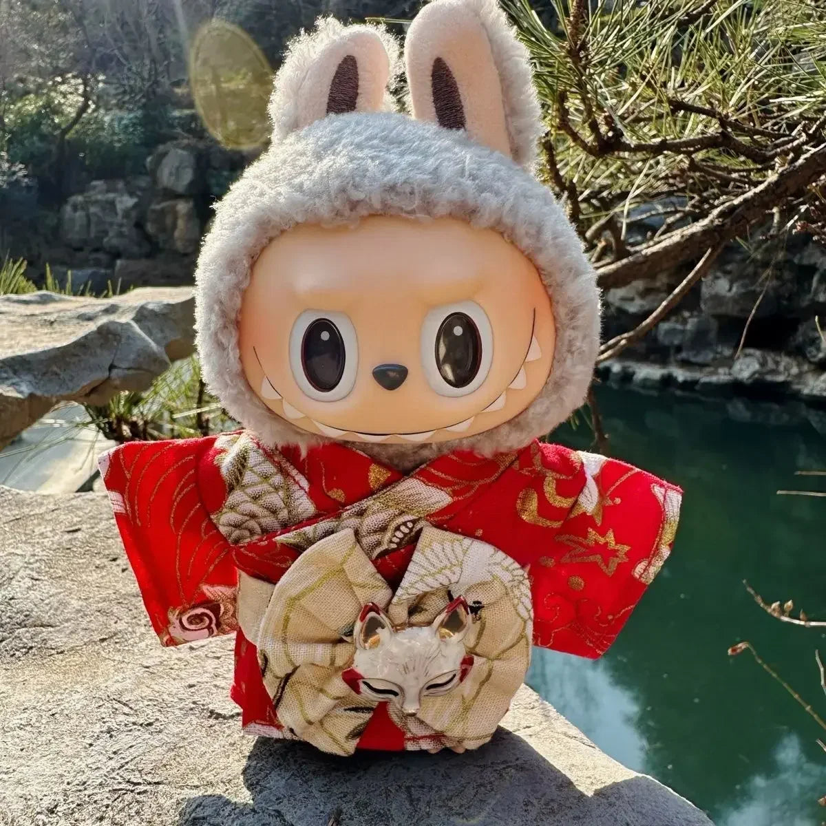Labubu Doll Outfit Big Into Energy Style 15cm V3 Traditional Kimono Clothes Set for Ropa Labubu