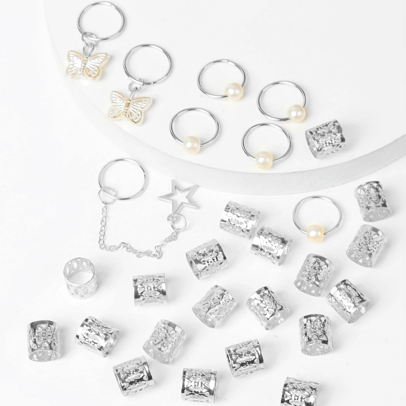 28 Pcs Hair Braids Cuffs, Hair Charms Dreadlock Jewelry Braid Jewelry Hair Braid Rings Braid Decorations Jewelry For Hair
