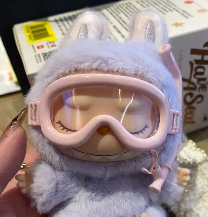 Labubu V3 The Monsters Big Into Energy Series Vacation Style Swimsuit Diving Goggles Labubu Cry Baby mini Pearl Backpack